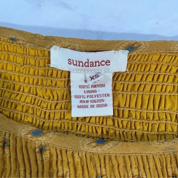 Sundance XS Yellow Lorna Sheer Sleeve Smocked Blouse Cottagecore Prairie Boho - Picture 5 of 5